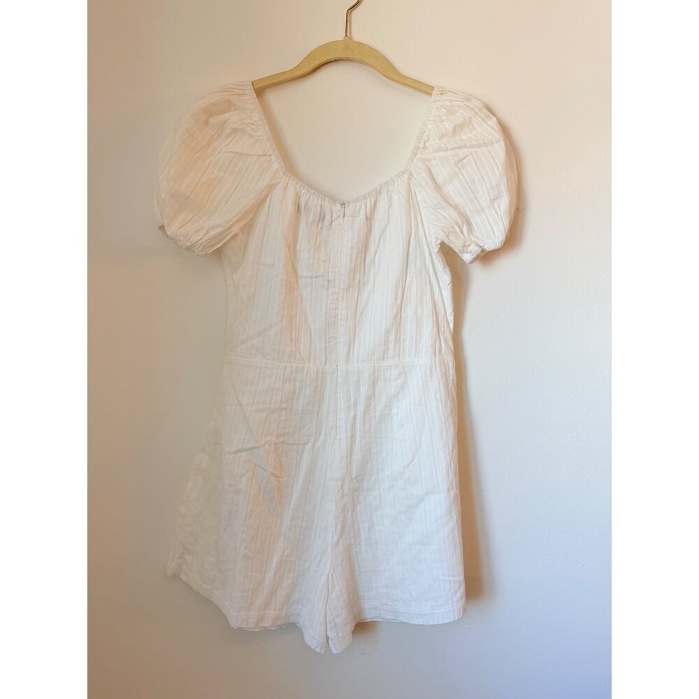 Hyfve White Puff Sleeve Cotton Tie-Front Romper Size M - Picture 4 of 6